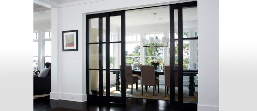 Glass and timber sliding doors